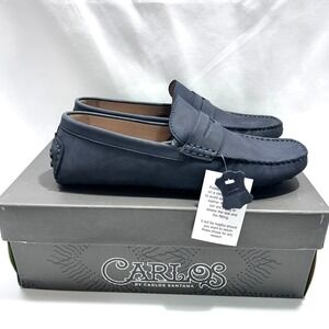 Carlos by Carlos Santana Men's Ritchie Penny Loafers Navy Suede Leather US 10D